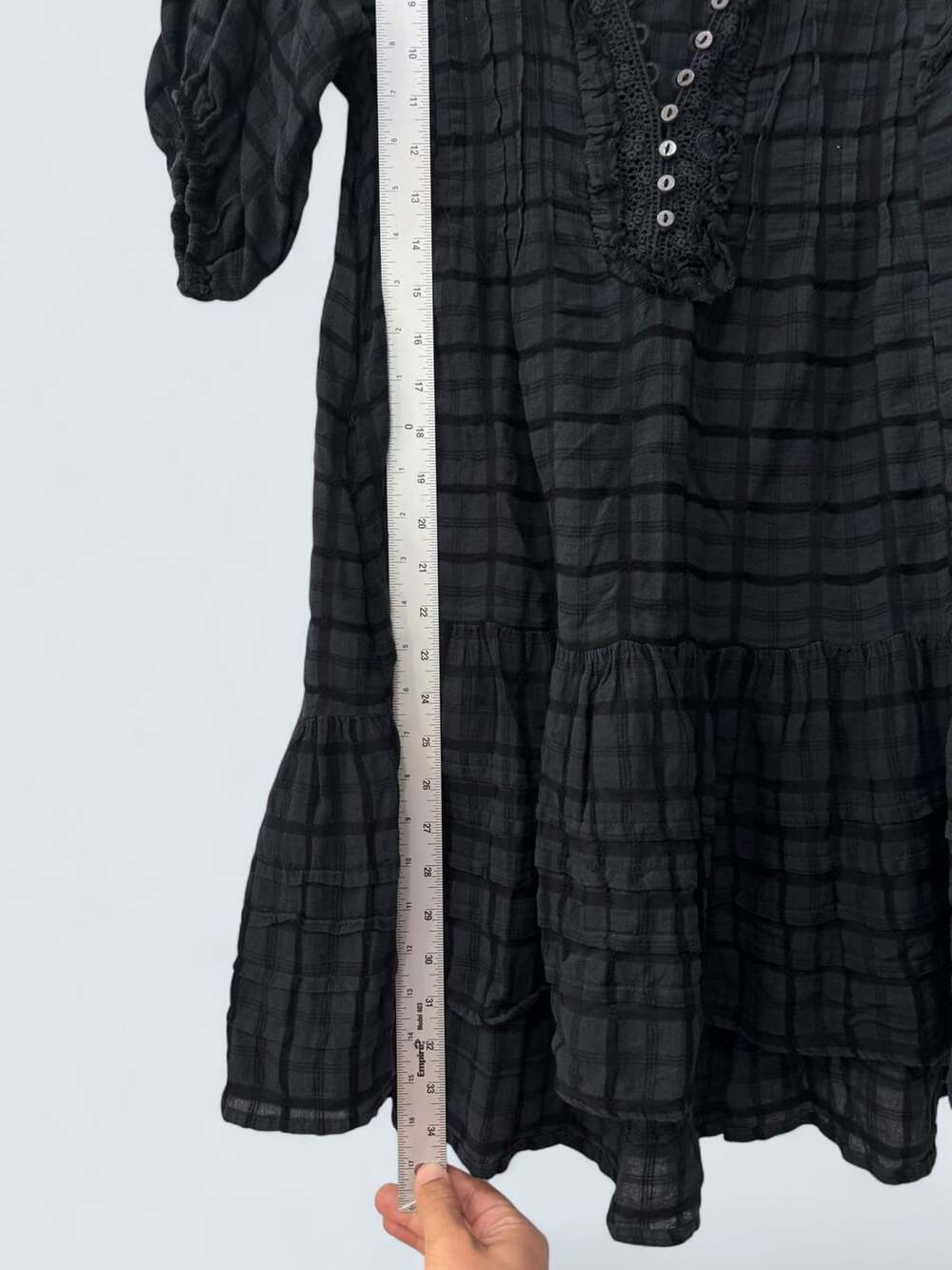 Free People Elora Mini Dress Size XS Black Plaid - Picture 6 of 8